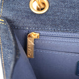 Chanel Double You Flap Bag Blue Denim Antique Gold Hardware - Thumbnail View 10