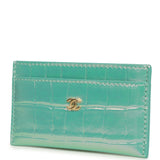 Chanel CC Card Holder Wallet Turquoise Iridescent Croc Embossed Calfskin Gold Hardware - Thumbnail View 6