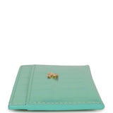 Chanel CC Card Holder Wallet Turquoise Iridescent Croc Embossed Calfskin Gold Hardware - Thumbnail View 5