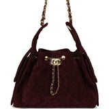 Chanel Small 25 Hobo Bag Burgundy Suede Gold Hardware - Thumbnail View 1