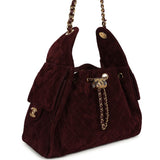 Chanel Small 25 Hobo Bag Burgundy Suede Gold Hardware - Thumbnail View 2