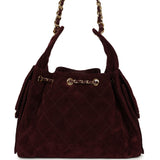 Chanel Small 25 Hobo Bag Burgundy Suede Gold Hardware - Thumbnail View 4