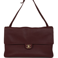 Chanel Maxi "Souplissimo" Large Flap Bag Dark Burgundy Grained Calfskin Gold Hardware