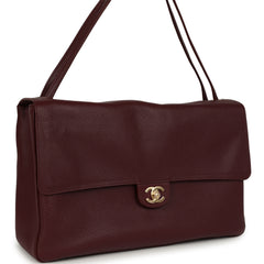 Chanel Maxi "Souplissimo" Large Flap Bag Dark Burgundy Grained Calfskin Gold Hardware