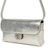 Chanel Clutch Bag with Leather Strap Silver Metallic Calfskin Gold Hardware - Thumbnail View 5