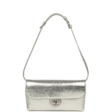 Chanel Clutch Bag with Leather Strap Silver Metallic Calfskin Gold Hardware - Thumbnail View 6