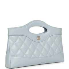 Chanel 31 Clutch with Chain Light Blue Shiny Lambskin Light Gold Hardware