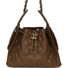 Chanel Small 25 Hobo Bag Brown Shiny Caviar Gold Hardware