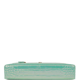 Chanel Large East West Top Handle Long Vanity Case with Chain Turquoise Iridescent Embossed Croc Calfskin Gold Hardware - Thumbnail View 6