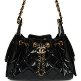 Chanel Mini 25 Hobo Bag Black Patent Lambskin Gold Hardware - Thumbnail View 1