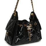 Chanel Mini 25 Hobo Bag Black Patent Lambskin Gold Hardware - Thumbnail View 2