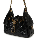 Chanel Mini 25 Hobo Bag Black Patent Lambskin Gold Hardware - Thumbnail View 5