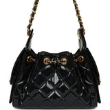 Chanel Mini 25 Hobo Bag Black Patent Lambskin Gold Hardware - Thumbnail View 4