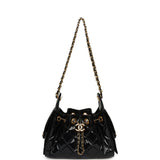 Chanel Mini 25 Hobo Bag Black Patent Lambskin Gold Hardware - Thumbnail View 6