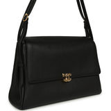 Chanel Trapezoid Maxi Flap Bag Black Grained Calfskin Gold Hardware - Thumbnail View 2