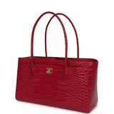 Chanel Small Cerf Shopping Bag Fuchsia Croc Embossed Calfskin Gold Hardware - Thumbnail View 5