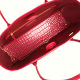 Chanel Small Cerf Shopping Bag Fuchsia Croc Embossed Calfskin Gold Hardware - Thumbnail View 7
