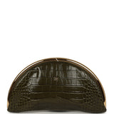 Chanel Half Moon Clutch Bag Khaki Croc Embossed Calfskin Gold Hardware - Thumbnail View 1