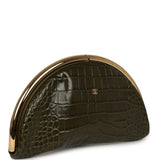 Chanel Half Moon Clutch Bag Khaki Croc Embossed Calfskin Gold Hardware - Thumbnail View 2