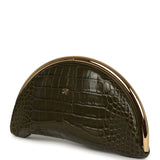 Chanel Half Moon Clutch Bag Khaki Croc Embossed Calfskin Gold Hardware - Thumbnail View 6