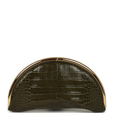 Chanel Half Moon Clutch Bag Khaki Croc Embossed Calfskin Gold Hardware - Thumbnail View 4