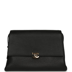 Chanel Trapezoid Maxi Flap Bag Black Grained Calfskin Gold Hardware