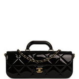 Chanel Large Top Handle Long Flap Bag with Chain Black Mirror Calfskin Gold Hardware - Thumbnail View 1
