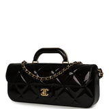 Chanel Large Top Handle Long Flap Bag with Chain Black Mirror Calfskin Gold Hardware - Thumbnail View 5