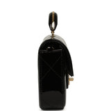 Chanel Large Top Handle Long Flap Bag with Chain Black Mirror Calfskin Gold Hardware - Thumbnail View 3