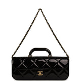 Chanel Large Top Handle Long Flap Bag with Chain Black Mirror Calfskin Gold Hardware - Thumbnail View 7