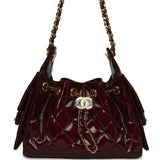 Chanel Mini 25 Hobo Bag Burgundy Patent Lambskin Gold Hardware - Thumbnail View 1