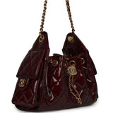 Chanel Mini 25 Hobo Bag Burgundy Patent Lambskin Gold Hardware - Thumbnail View 2