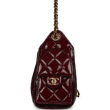 Chanel Mini 25 Hobo Bag Burgundy Patent Lambskin Gold Hardware - Thumbnail View 3