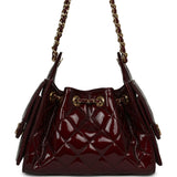 Chanel Mini 25 Hobo Bag Burgundy Patent Lambskin Gold Hardware - Thumbnail View 4