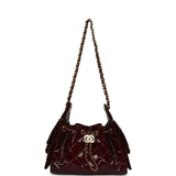 Chanel Mini 25 Hobo Bag Burgundy Patent Lambskin Gold Hardware - Thumbnail View 6