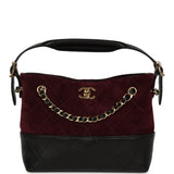 Chanel Mini Coco Base Bag Burgundy Suede, Black Lambskin Gold Hardware - Thumbnail View 1