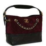 Chanel Mini Coco Base Bag Burgundy Suede, Black Lambskin Gold Hardware - Thumbnail View 2