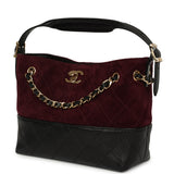 Chanel Mini Coco Base Bag Burgundy Suede, Black Lambskin Gold Hardware - Thumbnail View 5