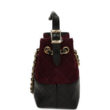 Chanel Mini Coco Base Bag Burgundy Suede, Black Lambskin Gold Hardware - Thumbnail View 3