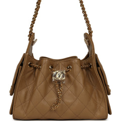 Chanel Mini 25 Hobo Bag Light Brown Caviar Gold Hardware