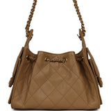 Chanel Mini 25 Hobo Bag Light Brown Caviar Gold Hardware - Thumbnail View 4