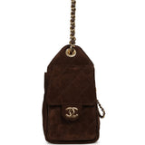 Chanel Mini 25 Hobo Bag Dark Brown Suede Gold Hardware - Thumbnail View 3