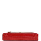 Chanel Large East West Top Handle Long Vanity Case with Chain Dark Red Croc Embossed Calfskin Gold Hardware - Thumbnail View 6