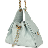 Pre-owned Chanel Small 25 Hobo Bag Light Blue Caviar Antique Gold Hardware - Thumbnail View 5