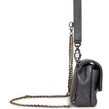 Pre-owned Chanel Small Double Carry Waist Chain Flap Bag Purple Iridescent Goatskin Rainbow Hardware - Thumbnail View 3