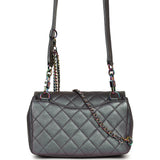 Pre-owned Chanel Small Double Carry Waist Chain Flap Bag Purple Iridescent Goatskin Rainbow Hardware - Thumbnail View 4