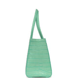 Chanel Small Cerf Shopping Bag Teal Croc Embossed Calfskin Gold Hardware - Thumbnail View 3