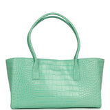 Chanel Small Cerf Shopping Bag Teal Croc Embossed Calfskin Gold Hardware - Thumbnail View 4