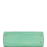 Chanel Small Cerf Shopping Bag Teal Croc Embossed Calfskin Gold Hardware - Thumbnail View 6