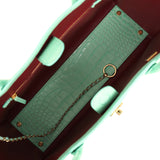 Chanel Small Cerf Shopping Bag Teal Croc Embossed Calfskin Gold Hardware - Thumbnail View 9